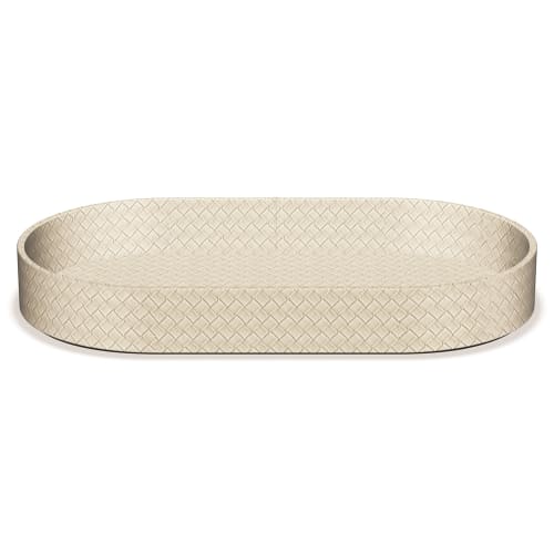 Jumbo Woven Emboss Leather Match Capsule Tray, Ivory